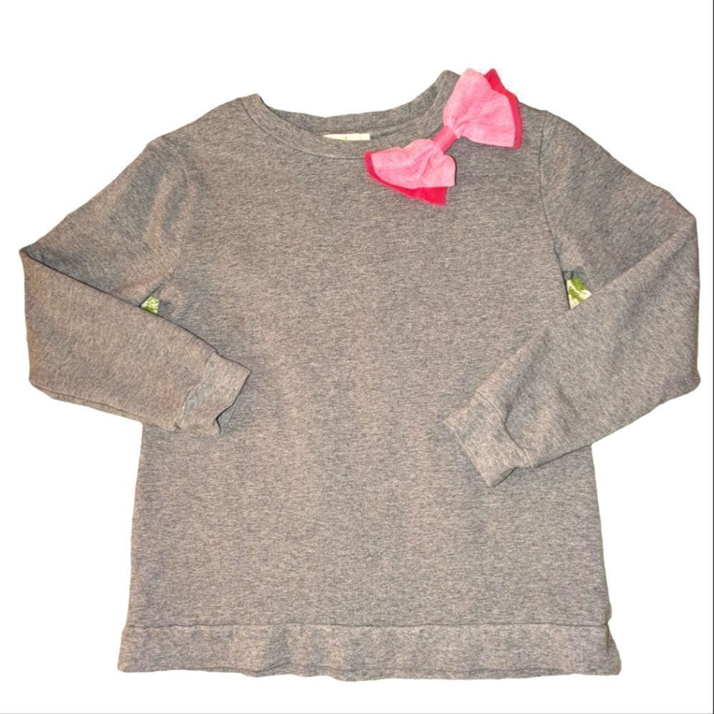 Kate Spade girls gray sweatshirt with pink bow detail size 12 youth